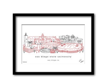 Décoration murale cadeau de remise des diplômes Skyline du campus de l'université d'État de San Diego