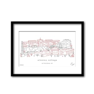 Alverno College College Skyline Kunstwerk Graduierung Geschenk Wanddekoration