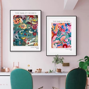 Abstract Wall Art Prints, Set of 3 Prints, Colorful and Vibrant Abstract Digital Art
