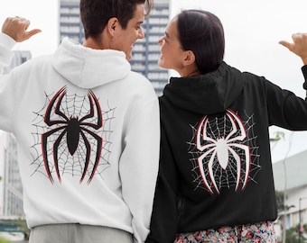 Paar Passende Hoodies - SetSpider Icon Unisex Hoodie - Trendy Spinne Print Hoodie - Halloween Geschenk für Sie und Ihn