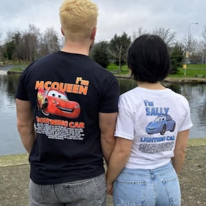 Bijpassend T-shirt L.Mcqueen en Sally - hoodie, Lightning McQueen - T-shirt Sally Couple, T-shirt Valentijnsdagcadeau voor haar en hem