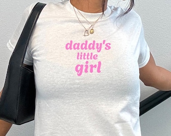 Papas kleines Mädchen Baby T-Shirt - Lustiges Y2K Baumwoll T-Shirt - Crop Style Fit Shirt