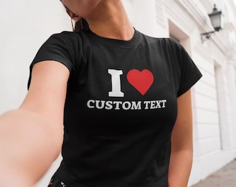 I Herz T-Shirt für Babys mit individuellem Text