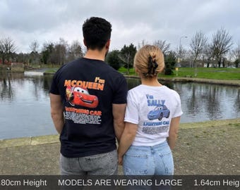 L.Mcqueen and Sally  Matching T-Shirt - Hoodie, Lightning McQueen - Sally Couple Tee, Valentine’s Day Gift T-shirt for Her & Him