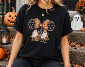 Cute Halloween Ghost Shirt, Spooky Pumpkin Tee, Halloween Bow Shirt, Cute Fall Graphic Tee, Spooky Season Shirt