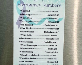 Bible Emergency Numbers Fridge Magnet|Suicide Prevention|Bible Verse for Mental Health|Unique Gifts| Preventive 988 Crisis Line