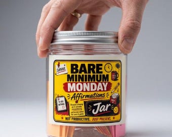 Funny Bare Minimum Monday Affirmation Jar, Sarcastic Coworker Gift, Office Humor Workplace Desk Decor