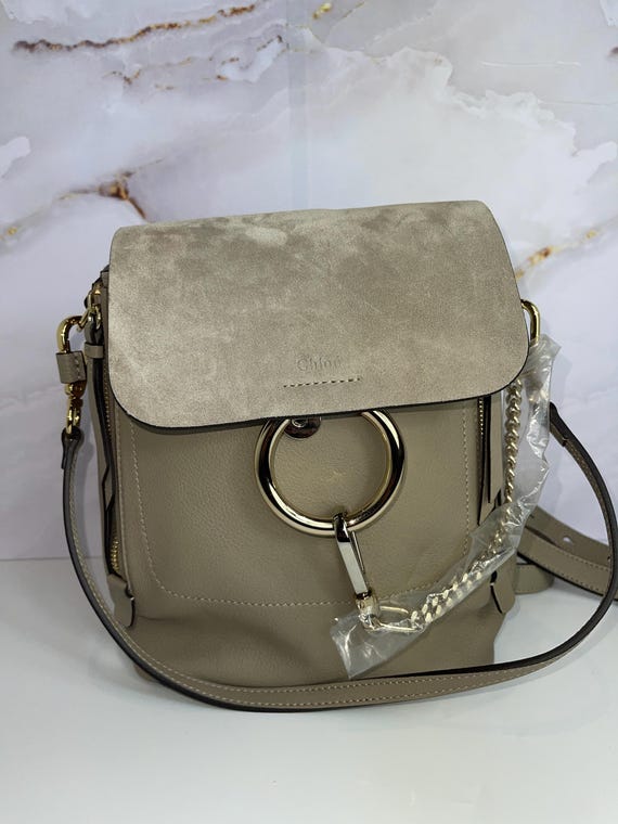 chloe mini backpack faye Chlo Brown  Coco Approved Studio Embossed logo and zippered expansion panels at face Chloe Black Leather and Suede