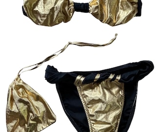 Bikini vintage DEADSTOCK anni '80 bikini a vita alta senza spalline autentico vintage taglia m