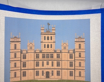 Tela para bordado em ponto cruz com impressão de precisão do Castelo de Highclere, 18 pontos por polegada.