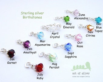 ADD A CHARM- Bicone silver birthstones...add colors to your necklace/bracelet or  earrings