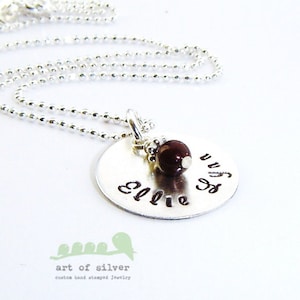 Charm necklace Personalized mother necklace Handstamped name charm Custom made name necklace image 1