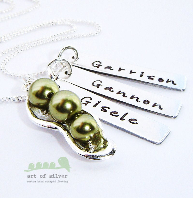 Charm necklace Personalized charms 3 peas in a pod Etsy