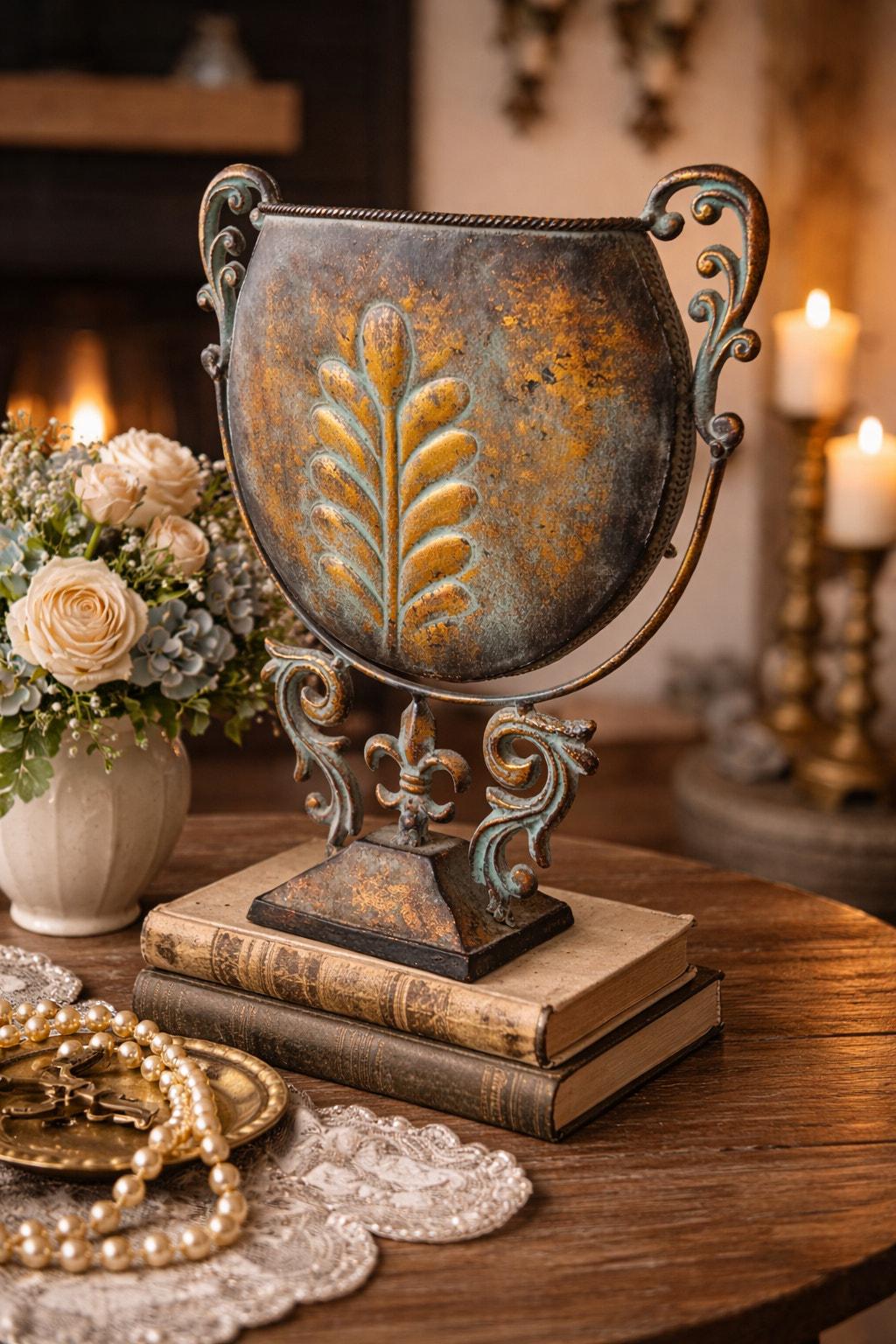 Art Nouveau Glass Vase With Metal - Etsy