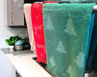 Paños de cocina navideños: Juego de toallas de cocina de terciopelo de algodón