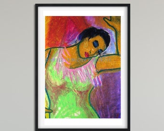 LATINX ART, LATINA Art, Dancer Art Print,  Wall Art, Colorful Wall Decor, Woman Print, Modern Art, Beautiful Art Print, Gift Ideas for Her