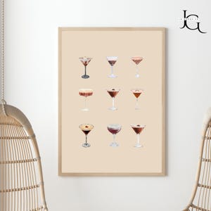 Espresso Martini wall print, Martini poster, College apartment wall art, Martini glasses print, trendy martini print ,martini wall art print