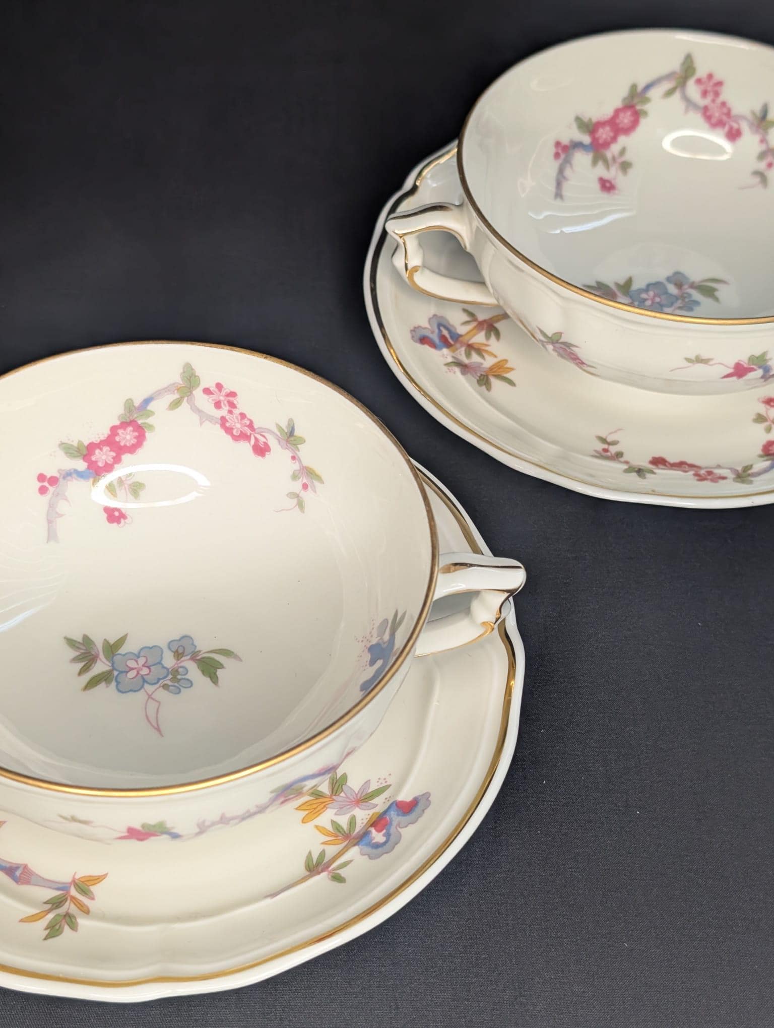 Set of 2 VTG Bernardaud Limoges Chantilly Double-handled Soup