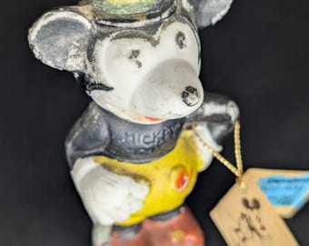 Vintage 1930s–40s Japan Bisque “mickey Mouse” Figurine With Cane