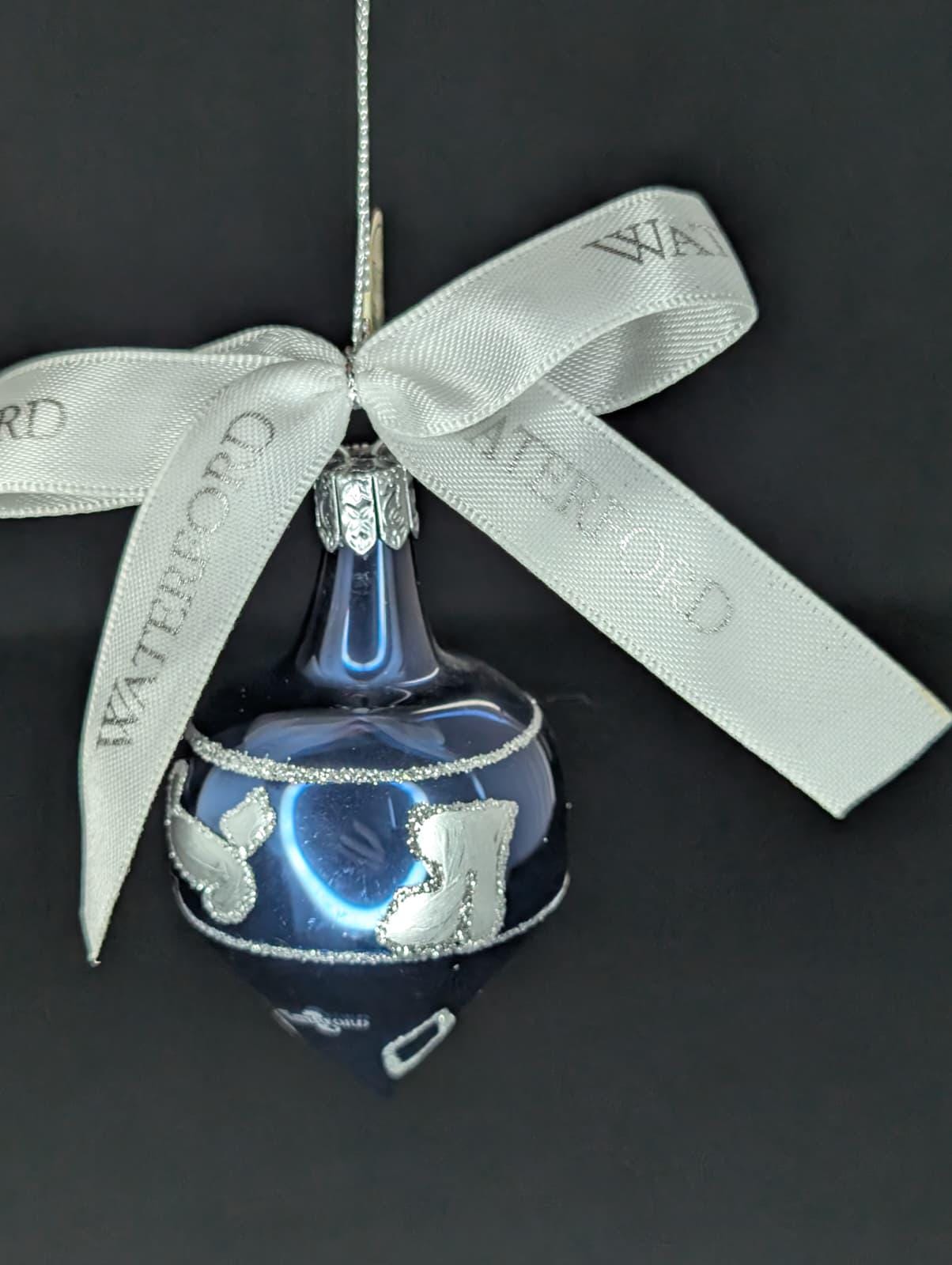 Waterford Holiday Heirloom Mini Dreidel Ornament Cobalt Blue W 