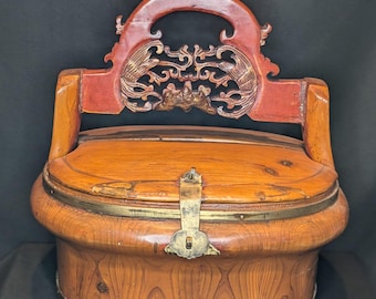 Late 19th Century Qing Dynasty Chinese Wooden Wedding Basket – Ming Style