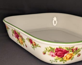 Vintage Royal Albert Old Country Roses Rectangular Baking Dish 10.5"