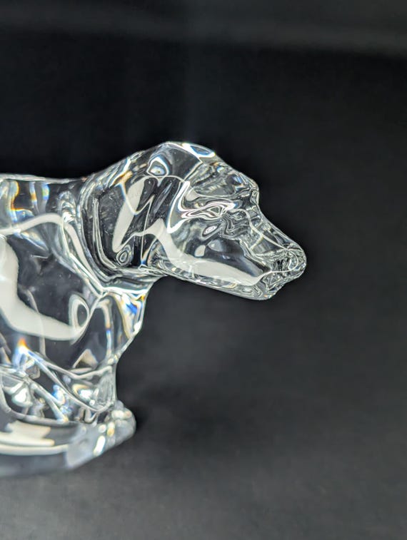 Vintage Baccarat Clear Crystal Dog Pointer Figurine Signed France