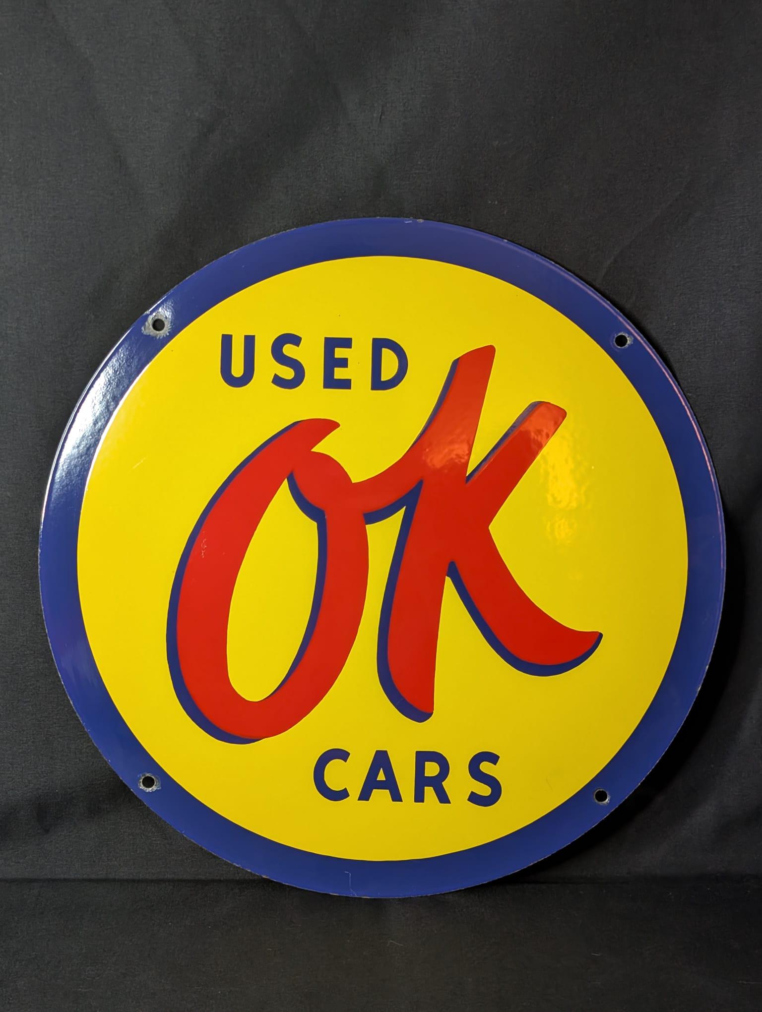 U.S.A OK USED CARSヴィンテージ サインプレート 看板 店舗什器 Amazon.com: Victory Vintage Signs Used Ok Cars Round Sign