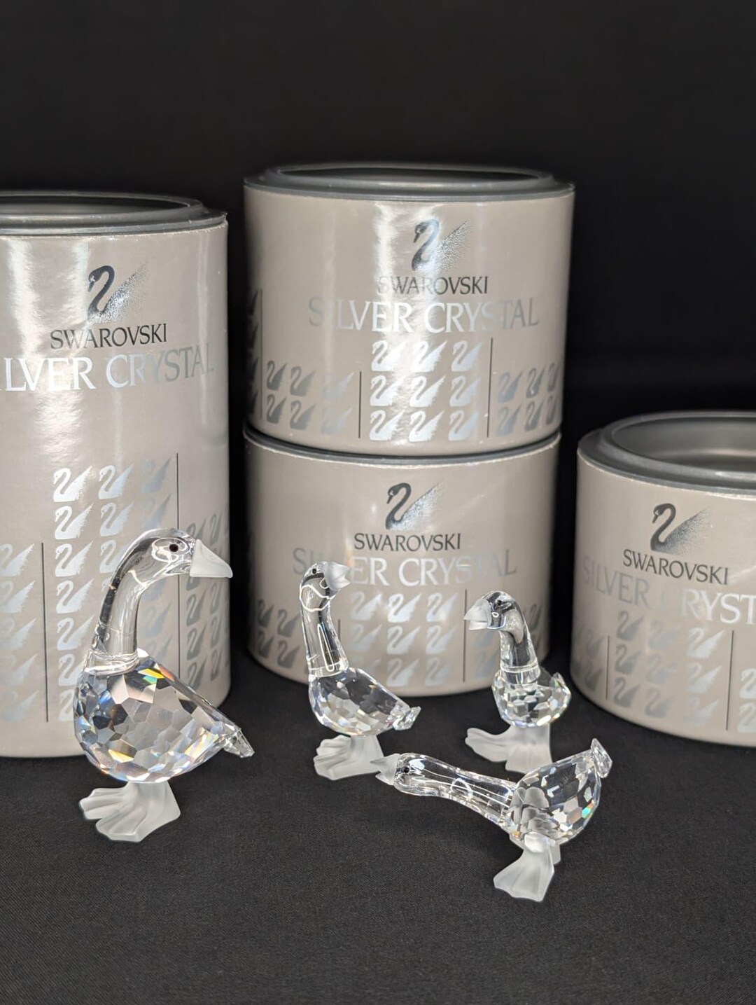 1999年 廃盤品 オーストリア製◆スワロフスキー『鳥 Tom Gosling』 4pc VTG Swarovski Mother Goose Tom Harry Dick Goslings Crystal