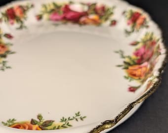 Vintage Royal Albert Old Country Roses Handled Tray 10" Serving Plate