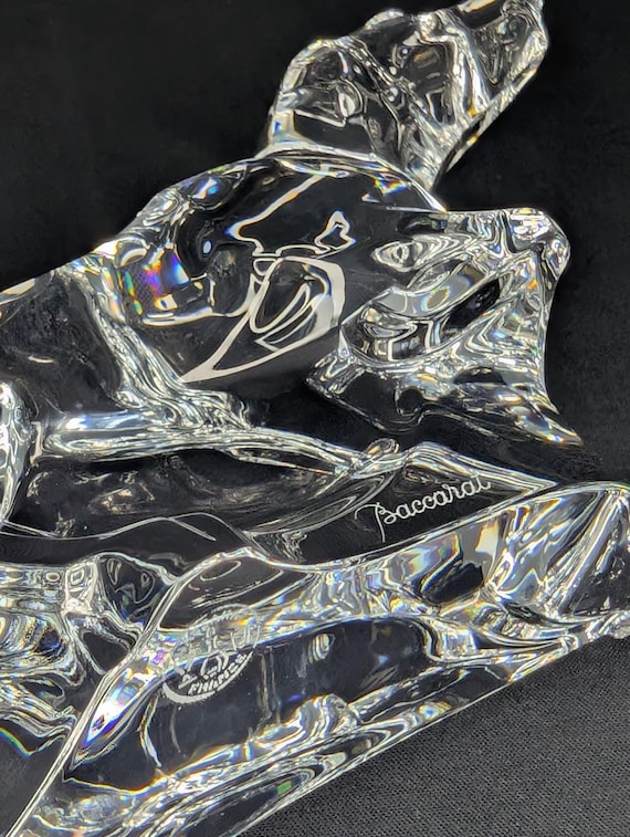 Vintage Baccarat Clear Crystal Dog Pointer Figurine Signed France