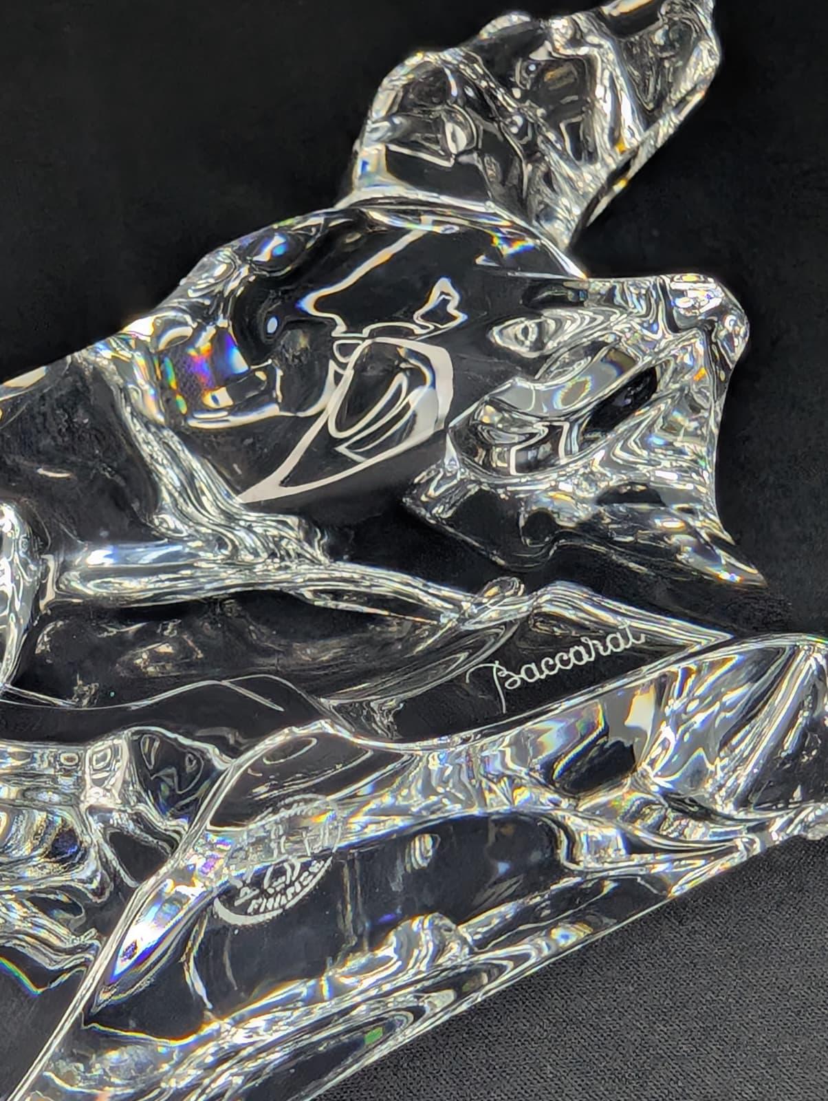 Vintage Baccarat Clear Crystal Dog Pointer Figurine Signed France