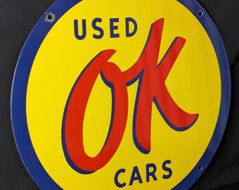 Vintage Chevrolet OK Used Cars Porcelain Sign – 14