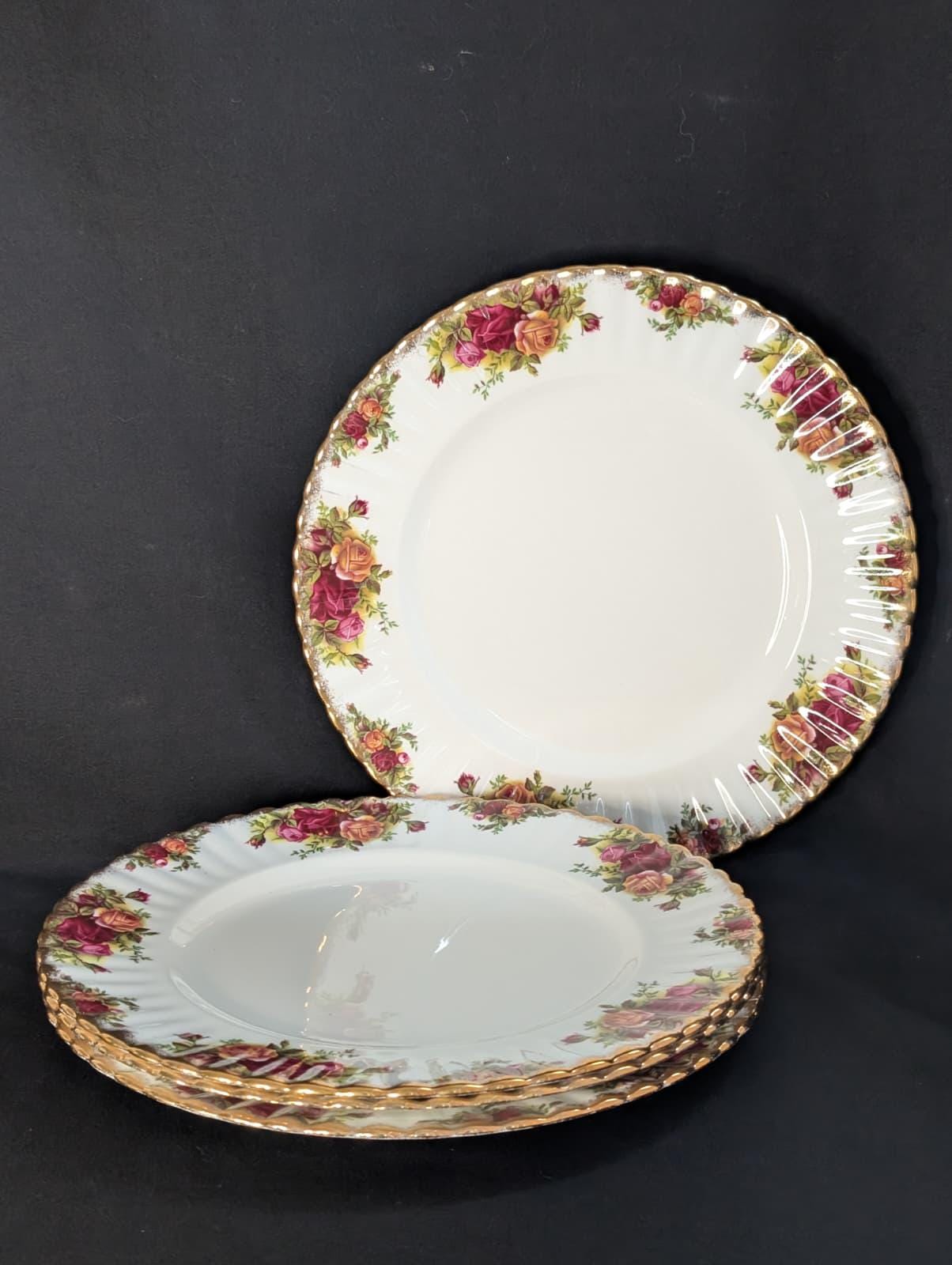 Set of 4 Royal Albert Old Country Roses Dinner Plates – 10.5