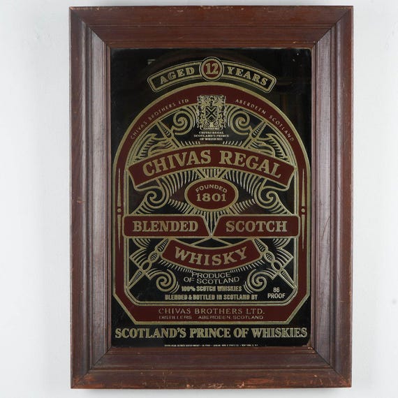 CHIVAS REGAL パブミラー スコッチ ヴィンテージ インテリア Vintage Chivas Regal Scotch Whisky Advertising Mirror – 12 Year