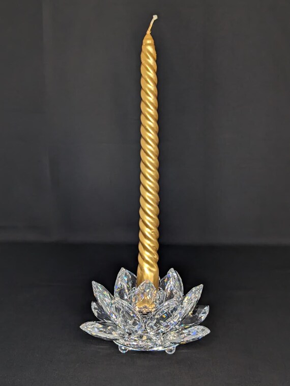 Vintage Swarovski Large Crystal Lotus Candle Holder 5