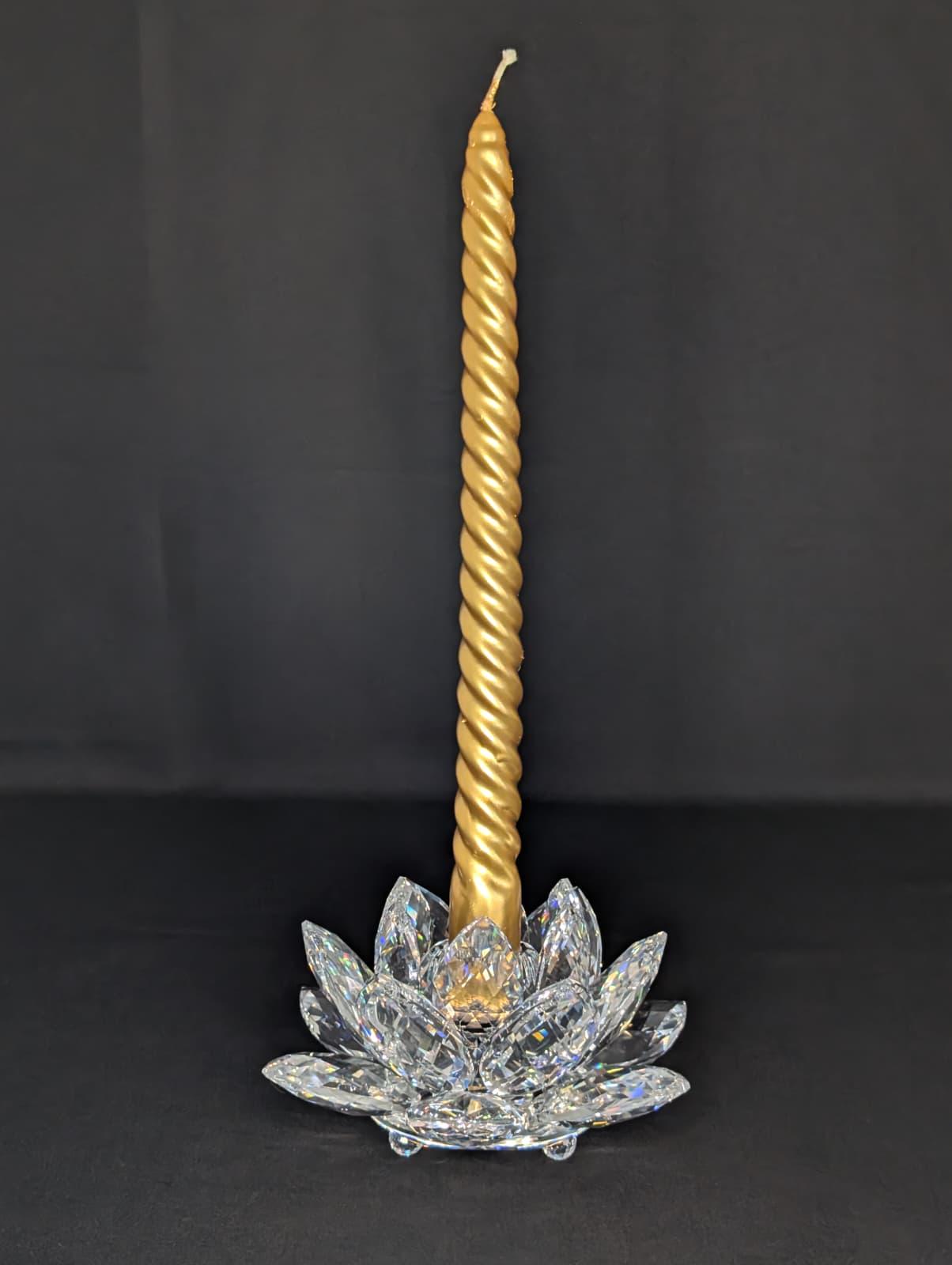 Vintage Swarovski Large Crystal Lotus Candle Holder 5
