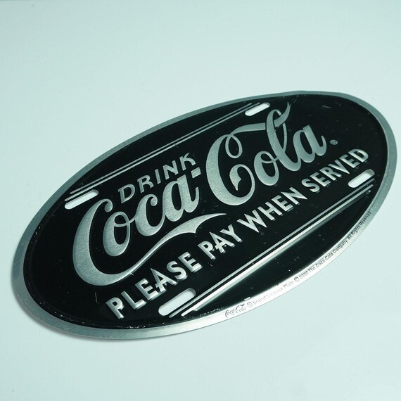 Coca-cola Oval Metal Sign – “please Pay When Served”, 2000