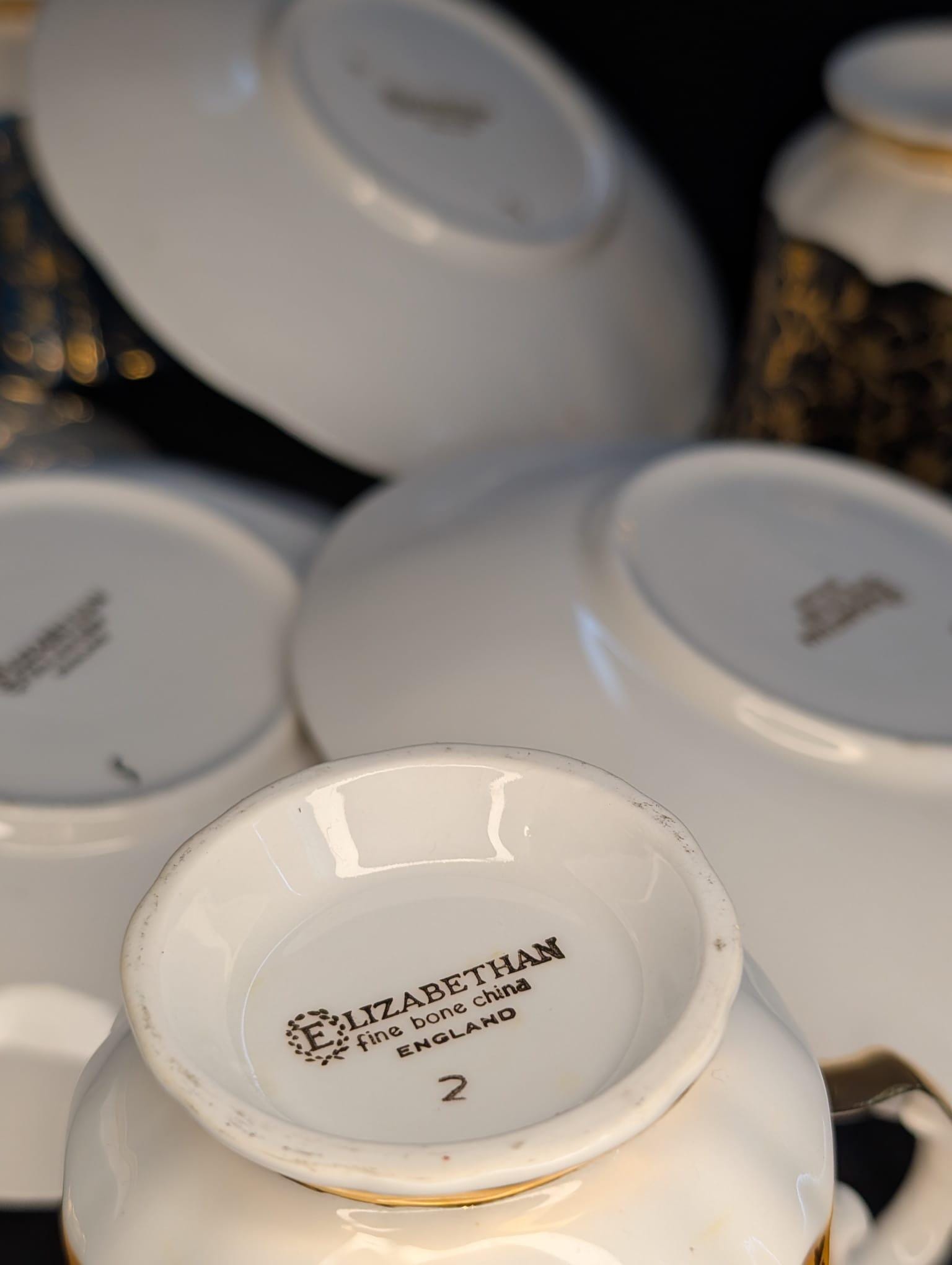 Vintage Elizabethan Fine Bone China Teacup & Saucer Set of 4