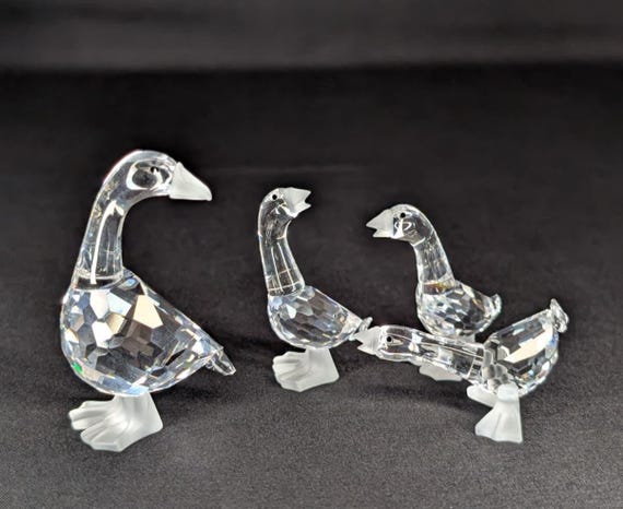 1999年廃盤品 オーストリア製◆スワロフスキー『鳥 Gosling Dick』 4pc VTG Swarovski Mother Goose Tom Harry Dick Goslings Crystal
