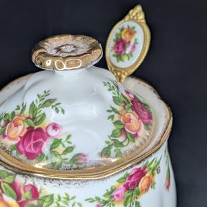 Rare Royal Albert Old Country Roses Jam Jar With Lid & Spoon – 4.5