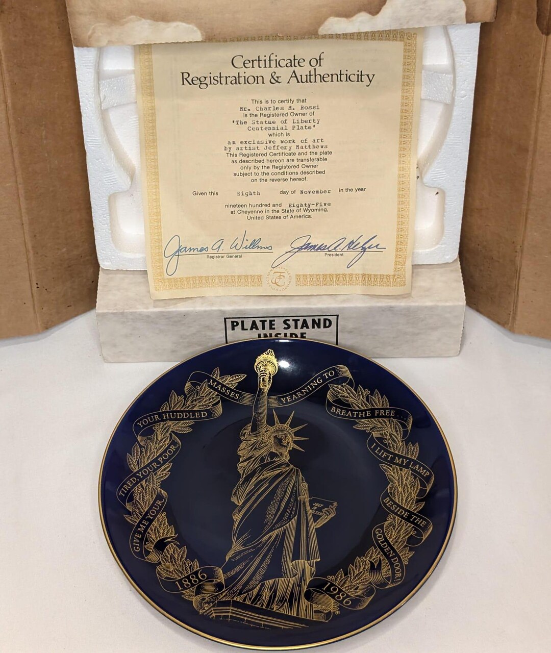 VTG Statue of Liberty Centennial Plate – 1986, Fleetwood, 8.5