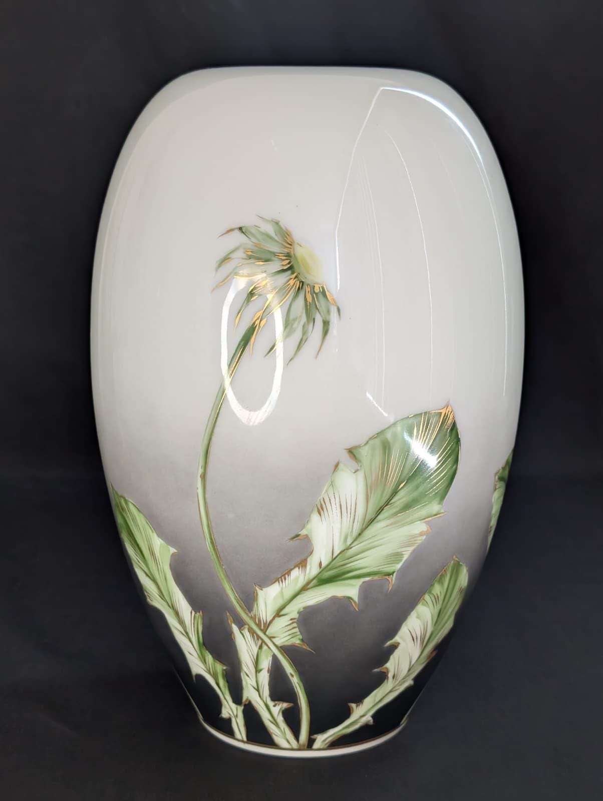 Antique Rosenthal Kunstabteilung Selb Hand-painted Thistle Vase by