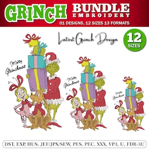 Grinch Christmas embroidery , Christmas gifts Design , Christmas shirt Grinchy , merry Christmas embroidery - Instant Download | 12 Sizes