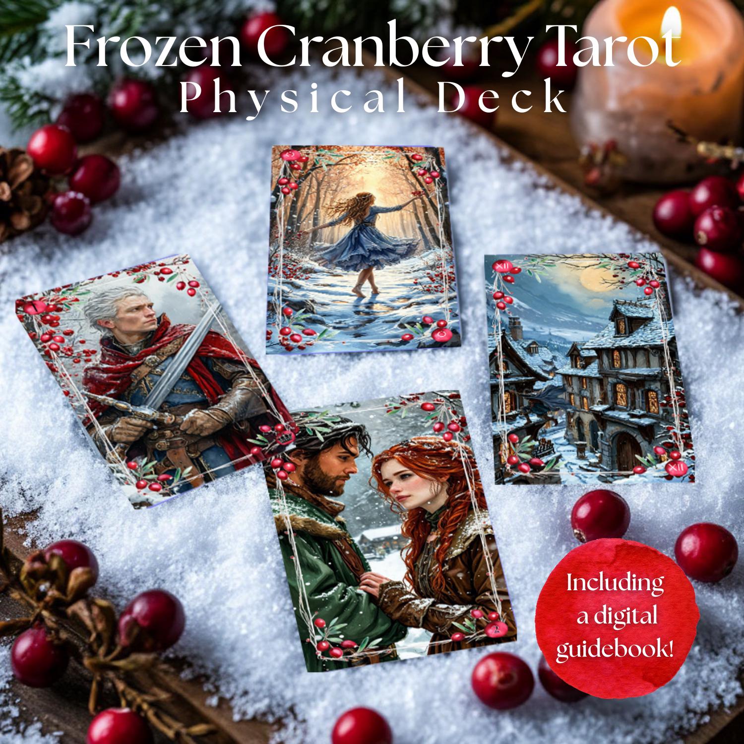Watercolor Frozen Cranberry Tarot Deck 78 Cards With Tuck Box and
