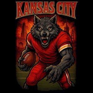 Kansas City Chiefs Wolf Graphic T-Shirt: NFL Football Team Apparel