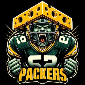 Green Bay Packers Cheesehead Screaming Graphic T-Shirt