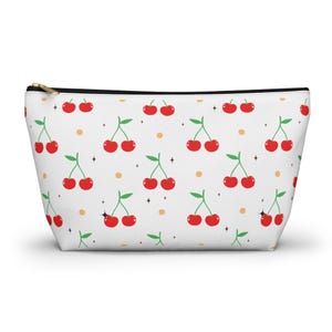 Cherry Print Accessory Pouch | Cute Cosmetic Bag, Makeup Organizer, Gift for Her, Travel Toiletry Case, Cherry Lover Gift
