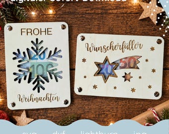 Christmas money gift, laser file, SVG file, Merry Christmas, DIY wooden voucher, laser Christmas gift, gift card, Christmas