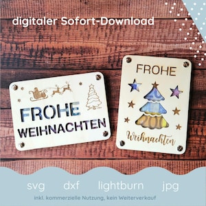 Geldgeschenk Weihnachten, Laserdatei, SVG Datei, Frohe Weihnachten, DIY Holz Gutschein, Laser Weihnachtsgeschenk, Geschenkkarte, Christmas